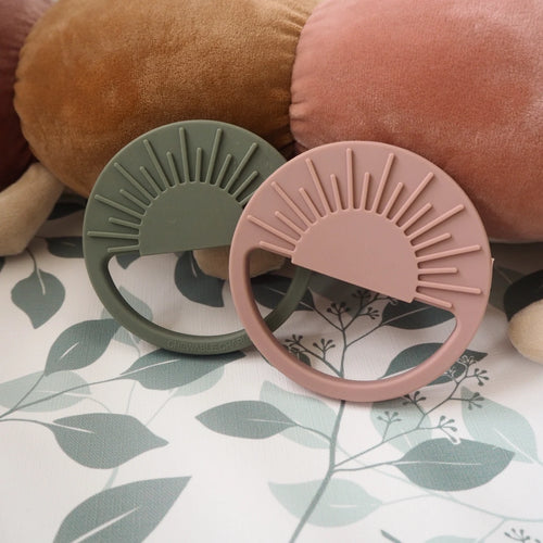 Chewable Charm Sun Teether in Slate Sage