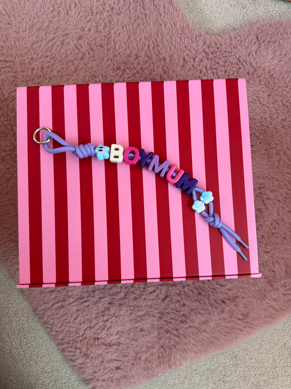 DAZED JOY Blue+White Boy Mum Keychain