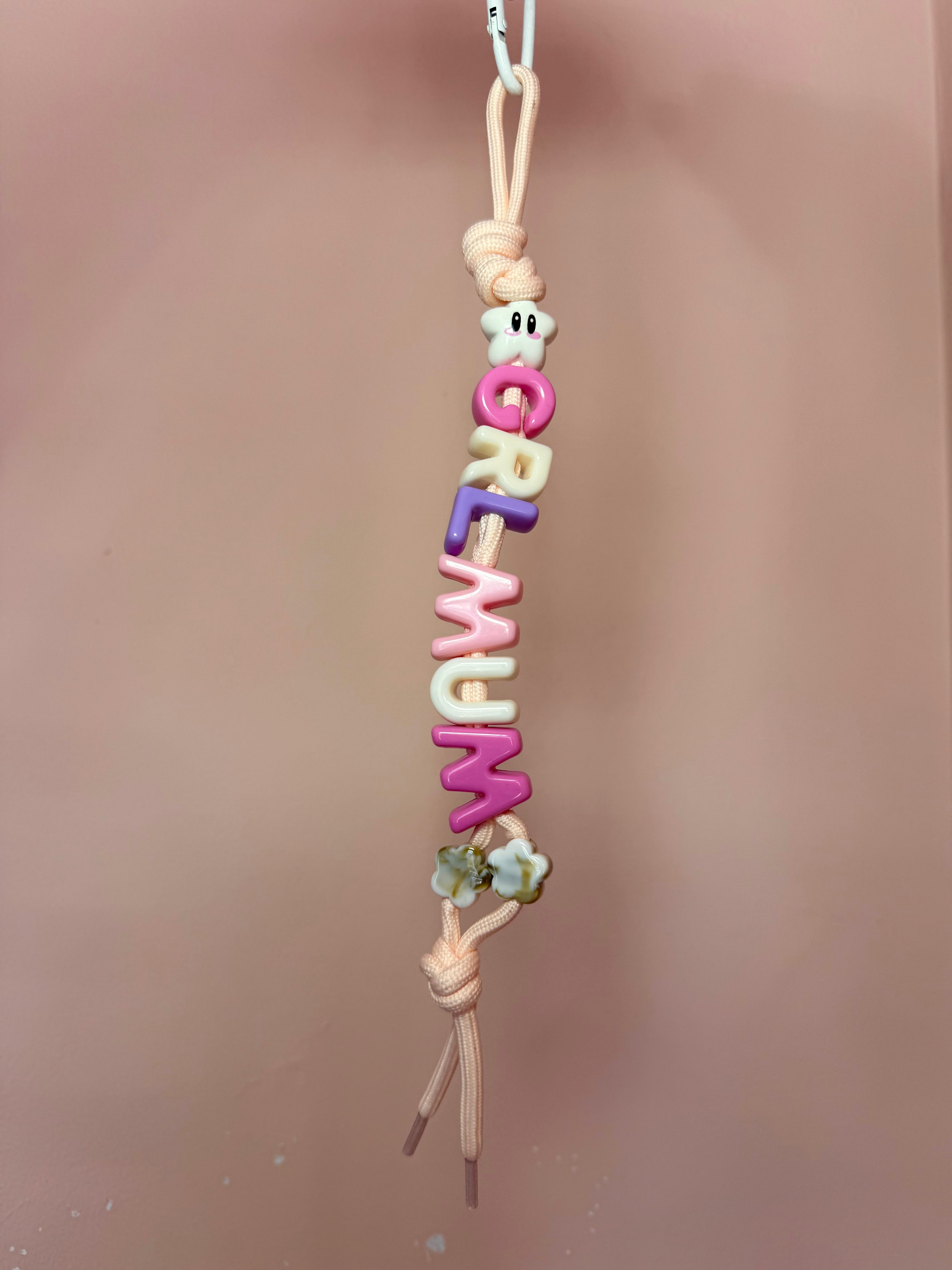 DAZED JOY White+Pink  GRL mum Keychain
